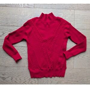 Solitaire Red Mock Neck Long Sleeve Knit Sweater‎ Womens Size S